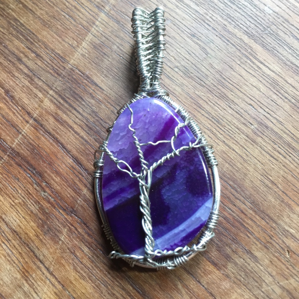 Handcrafted Fire Agate Tree of Life Pendant